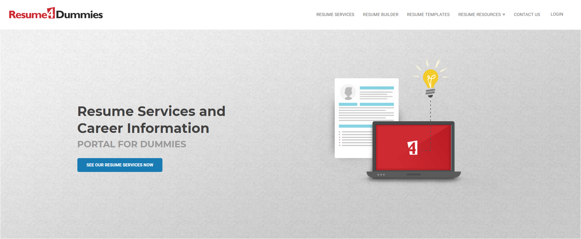 10 Best Resume Writers in 2019 — screenshot of ResumeDummies’ homepage