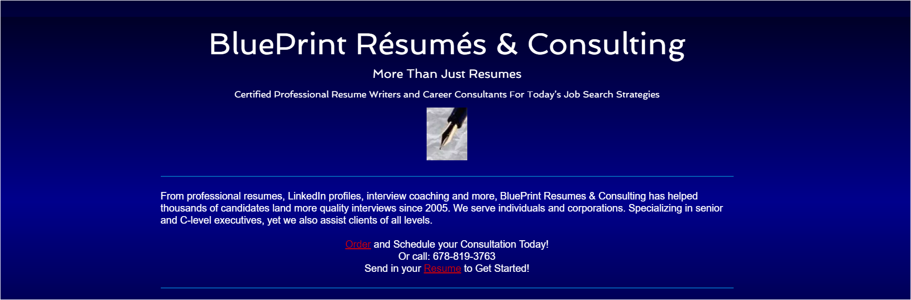 10 Best Resume Writers in 2019 — screenshot of BluePrint Resumes & Consulting homepage
